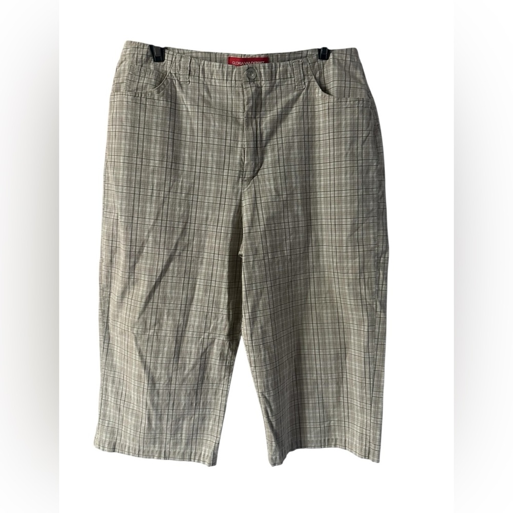 Gloria Vanderbilt Beige Plaid Casual Dress Capris